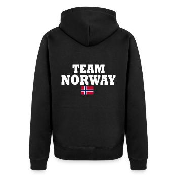 Team norway - Unisex Premium Organic Zip Hoodie - black - Back - Nico (187cm)