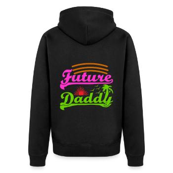 Vatertag Schwanger Lustig T-shirt - Unisex Premium Bio Zip Hoodie - Schwarz - Hinten - Nico (187cm)