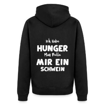 Ich Habe Hunger Man Pelle Mir Ei... - Unisex Premium Bio Zip Hoodie - Schwarz - Hinten - Nico (187cm)