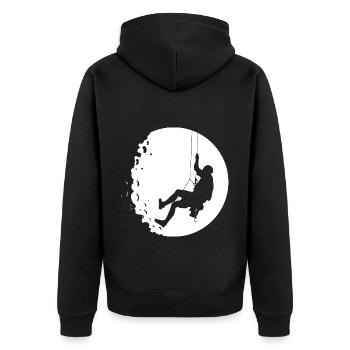 Moon - Climbing - (4) - Unisex Premium Organic Zip Hoodie - black - Back - Nico (187cm)