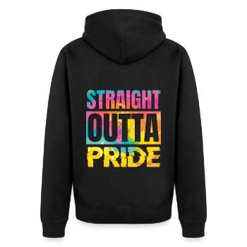 LGBTQ Regenbogen Stolz Pride Geschenk - Unisex Premium Bio Zip Hoodie - Schwarz - Hinten - Nico (187cm)
