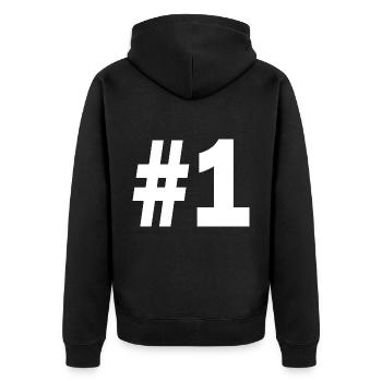 1 - Unisex Premium Organic Zip Hoodie - black - Back - Nico (187cm)