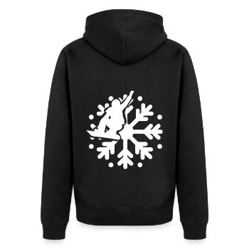 Snowflake - Snowboarding - (2) - Unisex Premium Organic Zip Hoodie - black - Back - Nico (187cm)
