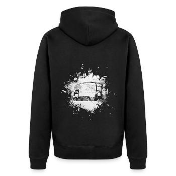 Splashes - Camping Van - - Unisex Premium Organic Zip Hoodie - black - Back - Nico (187cm)