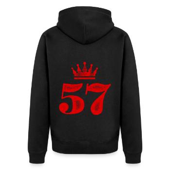 57 Number crown - Unisex Premium Organic Zip Hoodie - black - Back - Nico (187cm)