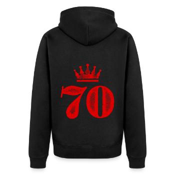 70 Number Crown - Unisex Premium Organic Zip Hoodie - black - Back - Nico (187cm)