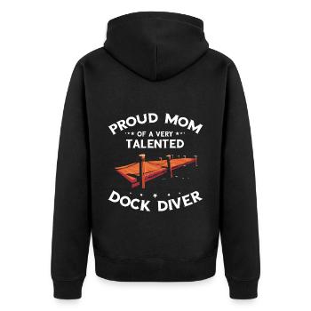 Dock Diving Design for Dog Jumping and Dock Dog - Unisex Premium Organic Zip Hoodie - black - Back - Nico (187cm)