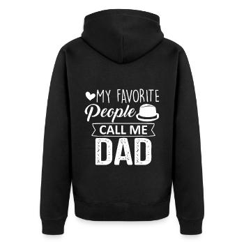 Sie Nennen mich Dad, Papa und Papi - Unisex Premium Bio Zip Hoodie - Schwarz - Hinten - Nico (187cm)