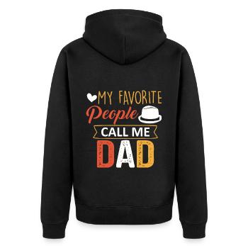 Sie Nennen mich Dad, Papa und Papi - Unisex Premium Bio Zip Hoodie - Schwarz - Hinten - Nico (187cm)