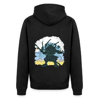 Géant Cthulhu samouraï japonais - Veste à capuche bio Premium Unisexe - noir - Dos - Nico (187cm)