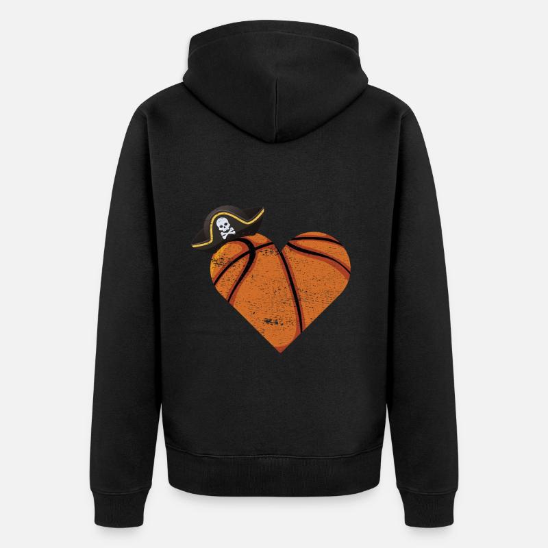 Basketball Heart Pirate Cadeau - Veste à capuche bio Premium Unisexe - noir
