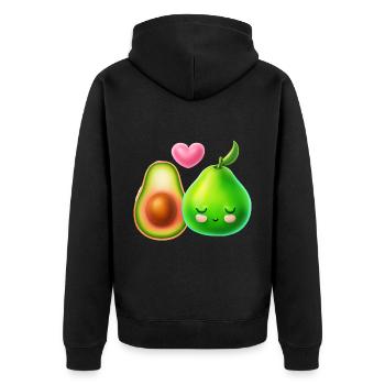 Avocado Liebe - Niedliches Pärchen Design - Unisex Premium Bio Zip Hoodie - Schwarz - Hinten - Nico (187cm)