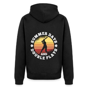 Baseball - Unisex Premium Bio Zip Hoodie - Schwarz - Hinten - Nico (187cm)