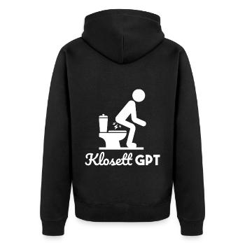 Klosett GPT Klo Toilette Geschenk - Unisex Premium Bio Zip Hoodie - Schwarz - Hinten - Nico (187cm)