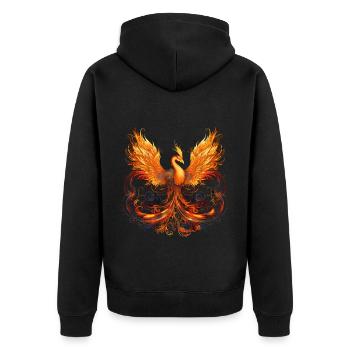 Phoenix - Unisex Premium Organic Zip Hoodie - black - Back - Nico (187cm)