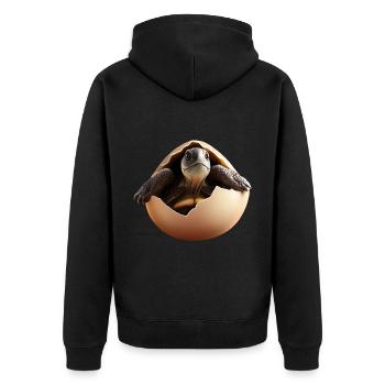 Turtle hatches from the egg - Unisex Premium Organic Zip Hoodie - black - Back - Nico (187cm)
