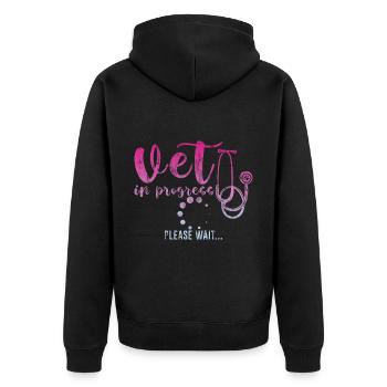 Vet In Progress, Please Wait 3 - Unisex Premium Bio Zip Hoodie - Schwarz - Hinten - Nico (187cm)