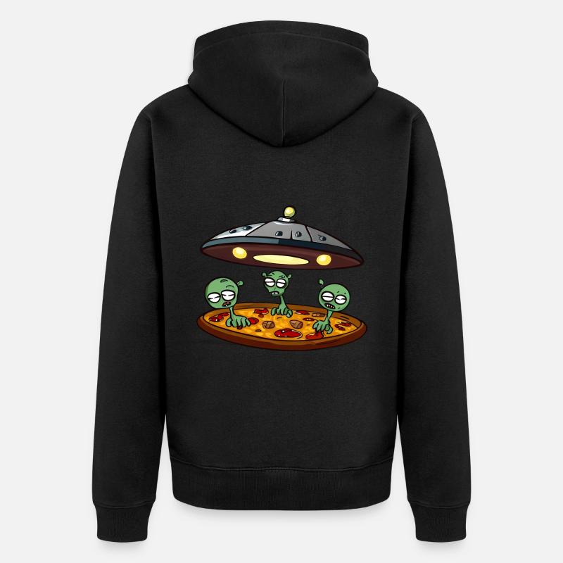 Pizza UFO avec Alien Crew - Veste à capuche bio Premium Unisexe - noir