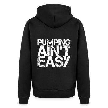 Pumping Ain't Easy 3 - Unisex Premium Bio Zip Hoodie - Schwarz - Hinten - Nico (187cm)