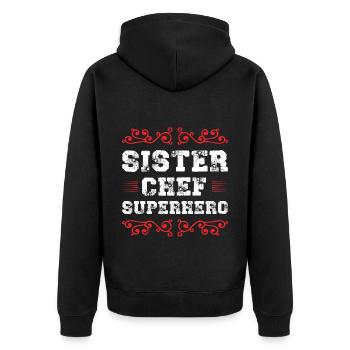 Sœur Super-héroïne - Veste à capuche bio Premium Unisexe - noir - Dos - Nico (187cm)