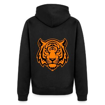 Tiger Kopf Wildnis Silhouette - Unisex Premium Bio Zip Hoodie - Schwarz - Hinten - Nico (187cm)