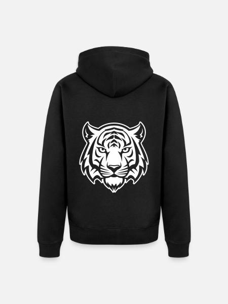Tiger Head Silhouette - Unisex Premium Organic Zip Hoodie - black