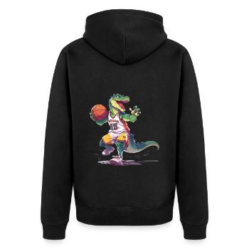 Basketball Dinosaure T-Rex Player Sports Cartoon - Veste à capuche bio Premium Unisexe - noir - Dos - Nico (187cm)