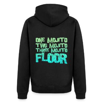 One Mojito Two Mojito Three Mojito Floor 3 - Unisex Premium Bio Zip Hoodie - Schwarz - Hinten - Nico (187cm)