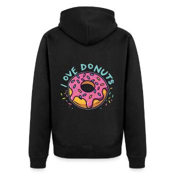 Donut Passion - Amour, Vie, Donuts! - Veste à capuche bio Premium Unisexe - noir - Dos - Nico (187cm)