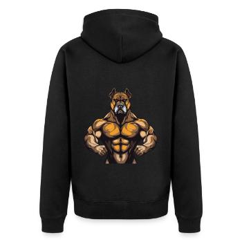 Dog Muscles Bodybuilding - Unisex Premium Organic Zip Hoodie - black - Back - Nico (187cm)