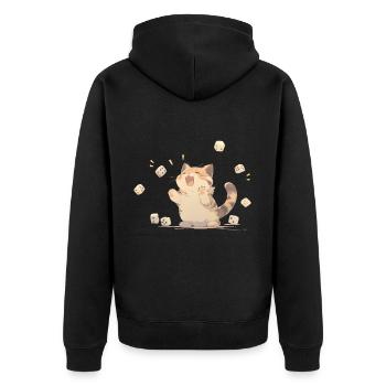 Cute cat playing with cubes 4x4 - Unisex Premium Organic Zip Hoodie - black - Back - Nico (187cm)
