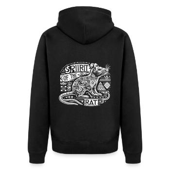 Ethno Spirit: Rat Totem - Unisex Premium Organic Zip Hoodie - black - Back - Nico (187cm)