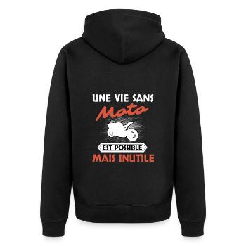Moto - Veste à capuche bio Premium Unisexe - noir - Dos - Nico (187cm)