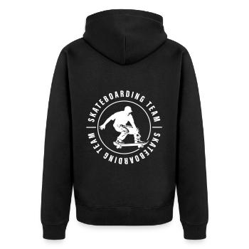 Skateboarding Team Verein Mann Skateboard - Unisex Premium Bio Zip Hoodie - Schwarz - Hinten - Nico (187cm)