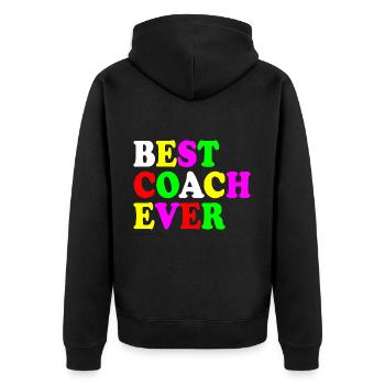 Best coach ever - Unisex Premium Organic Zip Hoodie - black - Back - Nico (187cm)