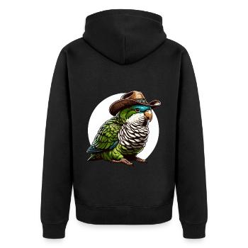 Quäker Papagei Mönch Sittich - Unisex Premium Bio Zip Hoodie - Schwarz - Hinten - Nico (187cm)