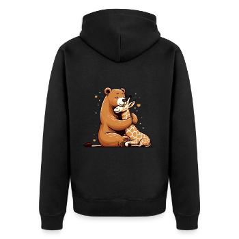 Ours Câlin Et Girafe Amoureuse - Veste à capuche bio Premium Unisexe - noir - Dos - Nico (187cm)