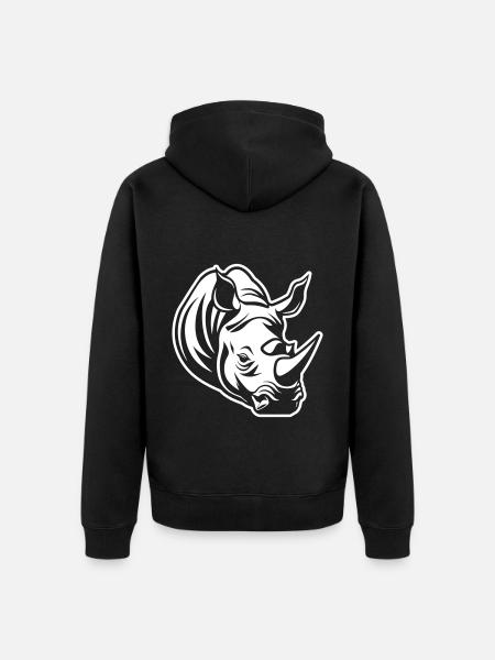Rhinoceros Head - Unisex Premium Organic Zip Hoodie - black