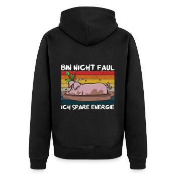 Je ne suis pas paresseux, j’économise de l’énergie, cochon ventru - Veste à capuche bio Premium Unisexe - noir - Dos - Nico (187cm)