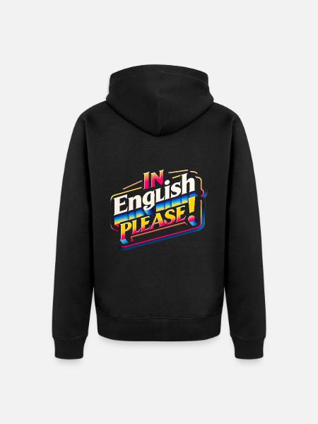 Po angielsku proszę! 11 - Ekologiczna rozpinana bluza z kapturem Premium unisex - czarny