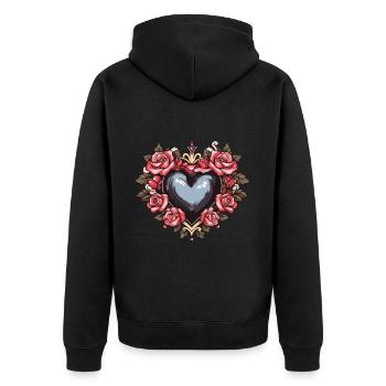 Coeur Symbole Amour - Veste à capuche bio Premium Unisexe - noir - Dos - Nico (187cm)