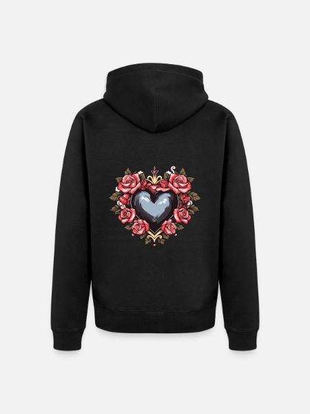 Herz Symbol Liebe - Unisex Premium Bio Zip Hoodie - Schwarz