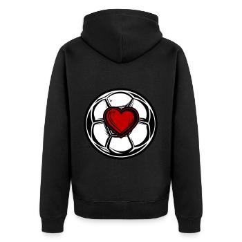 Fussball Herz Symbol - Unisex Premium Bio Zip Hoodie - Schwarz - Hinten - Nico (187cm)