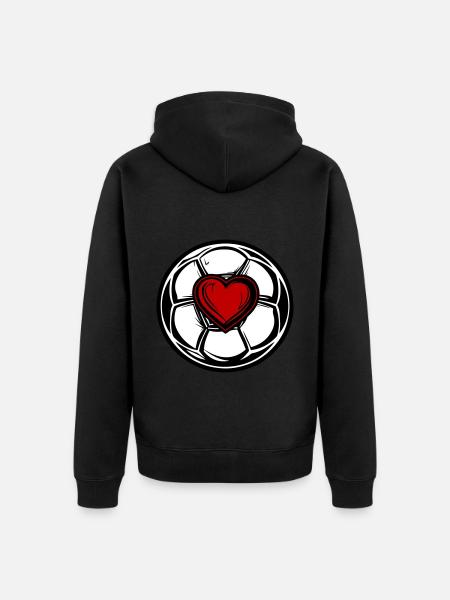 Soccer Heart Icon - Unisex Premium Organic Zip Hoodie - black