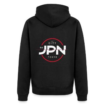 Tokyo Japan - Unisex Premium Bio Zip Hoodie - Schwarz - Hinten - Nico (187cm)