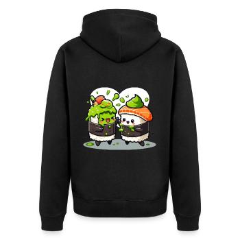 Kawaii Sushi with Wasabi - Unisex Premium Organic Zip Hoodie - black - Back - Nico (187cm)