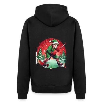 Christmas Elf Ice Hockey - Unisex Premium Organic Zip Hoodie - black - Back - Nico (187cm)
