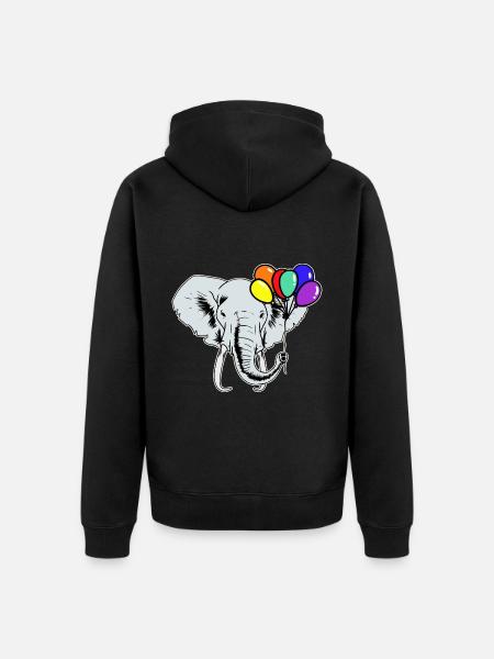 Elefant Regnbue LGBT Elefant Balloner Bøsse - Premium økologisk unisex-hættejakke - sort