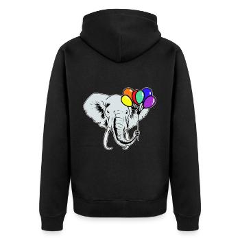 Elefanten Elefant Luftballons Regenbogen LGBT - Unisex Premium Bio Zip Hoodie - Schwarz - Hinten - Nico (187cm)