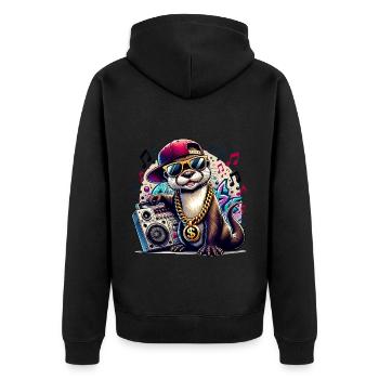 Loutre hip-hop avec boombox - Veste à capuche bio Premium Unisexe - noir - Dos - Nico (187cm)